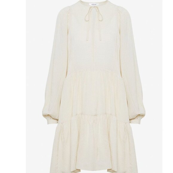 ANINE BING Madison Silk Mini Boho Dress White Black Stripe Size XS - Picture 5 of 15